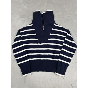 Banana‎ Republic Navy & White Striped Quarter Zip (XS)